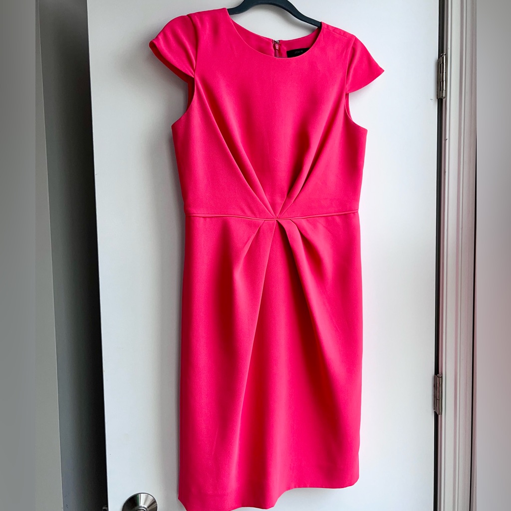 J. Crew Coral Sheath Dress With Cap Sleeves, Size 6